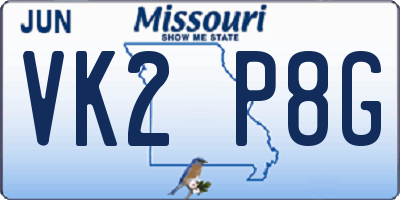 MO license plate VK2P8G