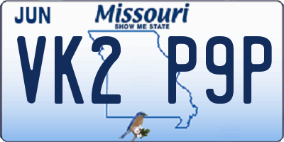 MO license plate VK2P9P