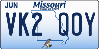 MO license plate VK2Q0Y