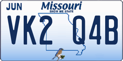 MO license plate VK2Q4B