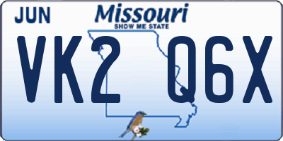 MO license plate VK2Q6X