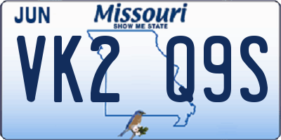 MO license plate VK2Q9S