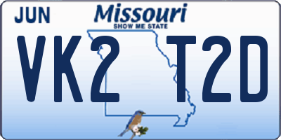 MO license plate VK2T2D