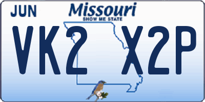 MO license plate VK2X2P