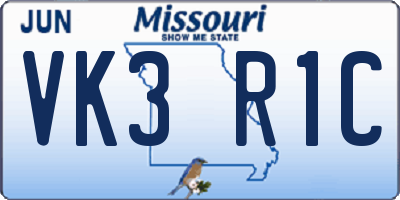MO license plate VK3R1C