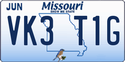 MO license plate VK3T1G