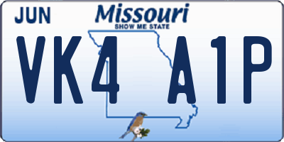 MO license plate VK4A1P