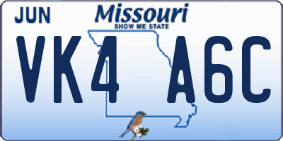 MO license plate VK4A6C