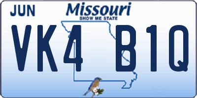 MO license plate VK4B1Q