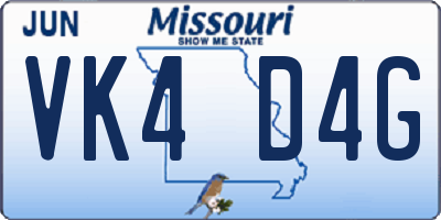 MO license plate VK4D4G