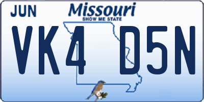 MO license plate VK4D5N