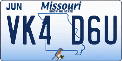 MO license plate VK4D6U