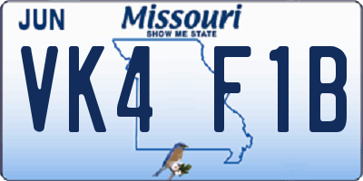 MO license plate VK4F1B
