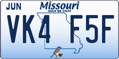 MO license plate VK4F5F