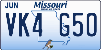 MO license plate VK4G5O