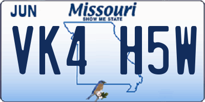 MO license plate VK4H5W
