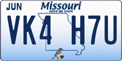 MO license plate VK4H7U