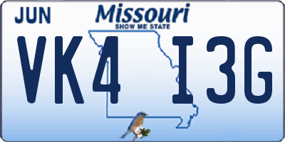 MO license plate VK4I3G