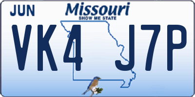 MO license plate VK4J7P