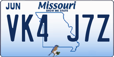 MO license plate VK4J7Z