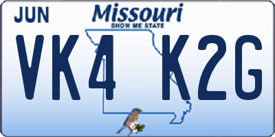 MO license plate VK4K2G