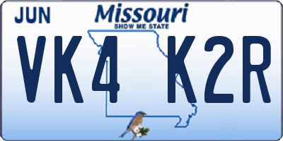 MO license plate VK4K2R