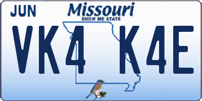 MO license plate VK4K4E