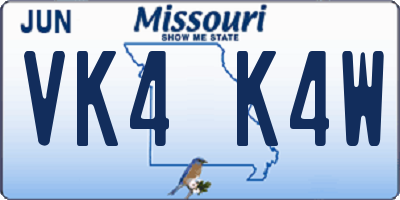 MO license plate VK4K4W