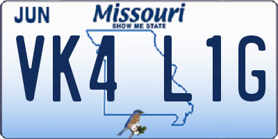 MO license plate VK4L1G
