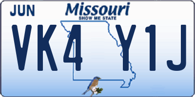 MO license plate VK4Y1J