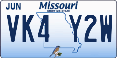 MO license plate VK4Y2W