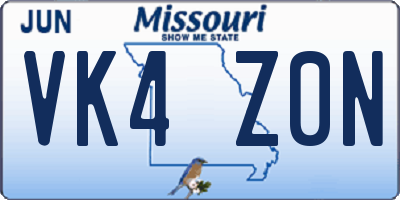 MO license plate VK4Z0N