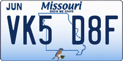 MO license plate VK5D8F