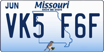 MO license plate VK5F6F