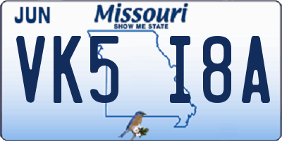 MO license plate VK5I8A