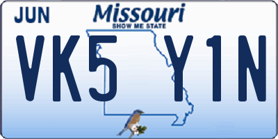 MO license plate VK5Y1N
