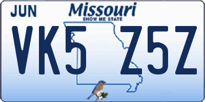 MO license plate VK5Z5Z