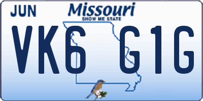 MO license plate VK6G1G