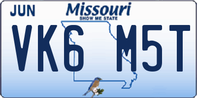 MO license plate VK6M5T