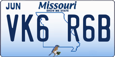 MO license plate VK6R6B