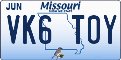 MO license plate VK6T0Y