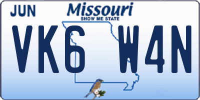 MO license plate VK6W4N