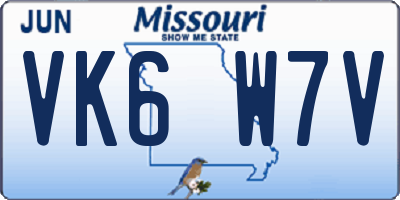 MO license plate VK6W7V