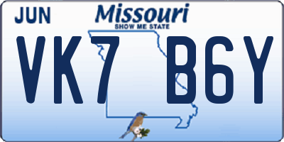 MO license plate VK7B6Y