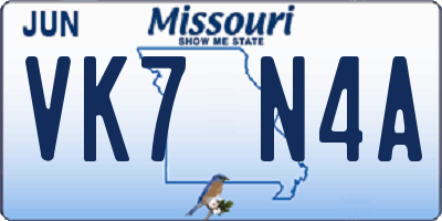 MO license plate VK7N4A