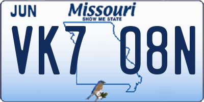 MO license plate VK7O8N