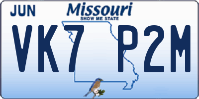 MO license plate VK7P2M