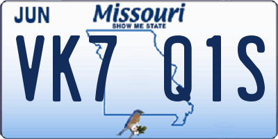 MO license plate VK7Q1S