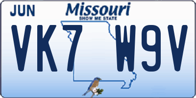 MO license plate VK7W9V