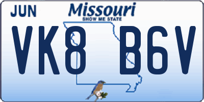 MO license plate VK8B6V
